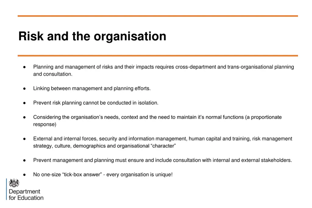 risk and the organisation