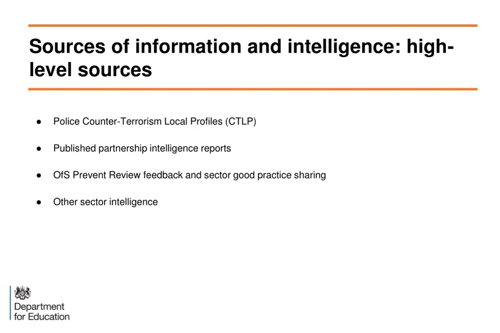 sources of information and intelligence high