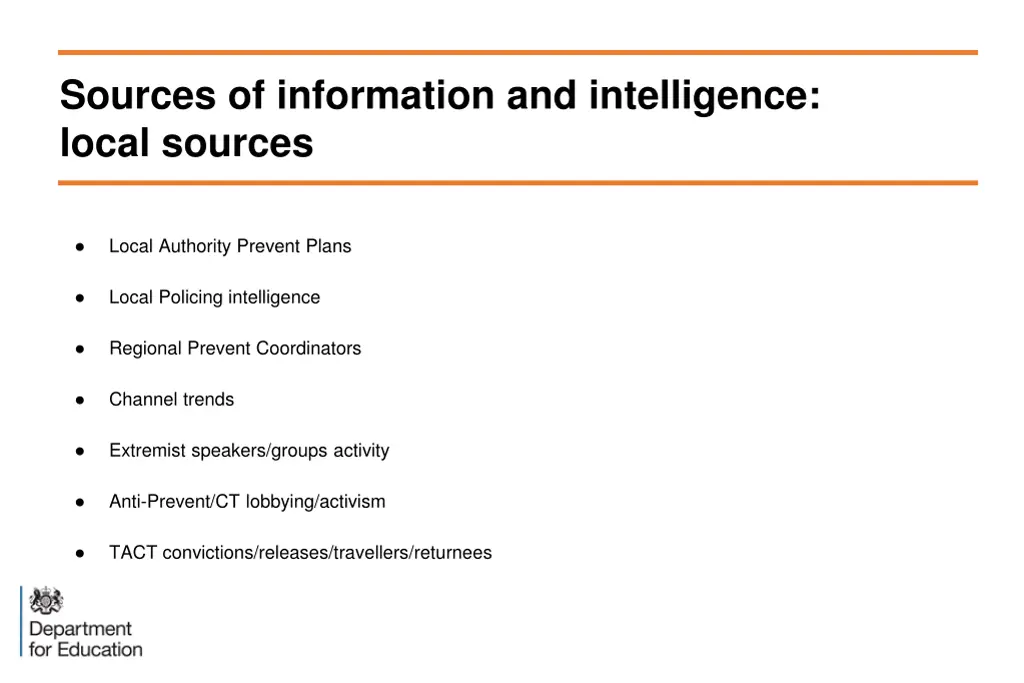 sources of information and intelligence local