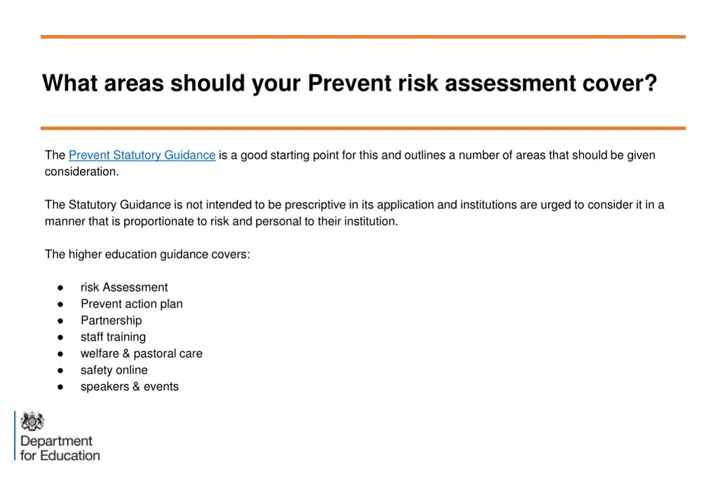 what areas should your prevent risk assessment