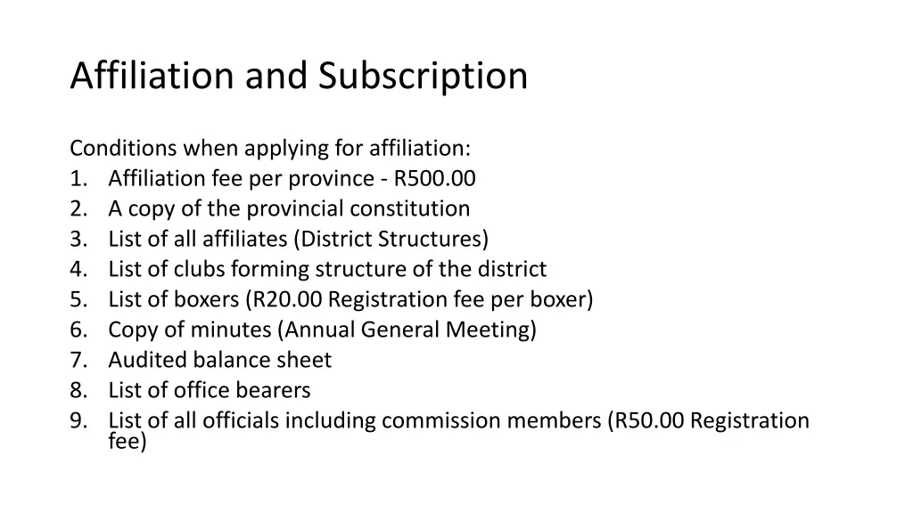 affiliation and subscription