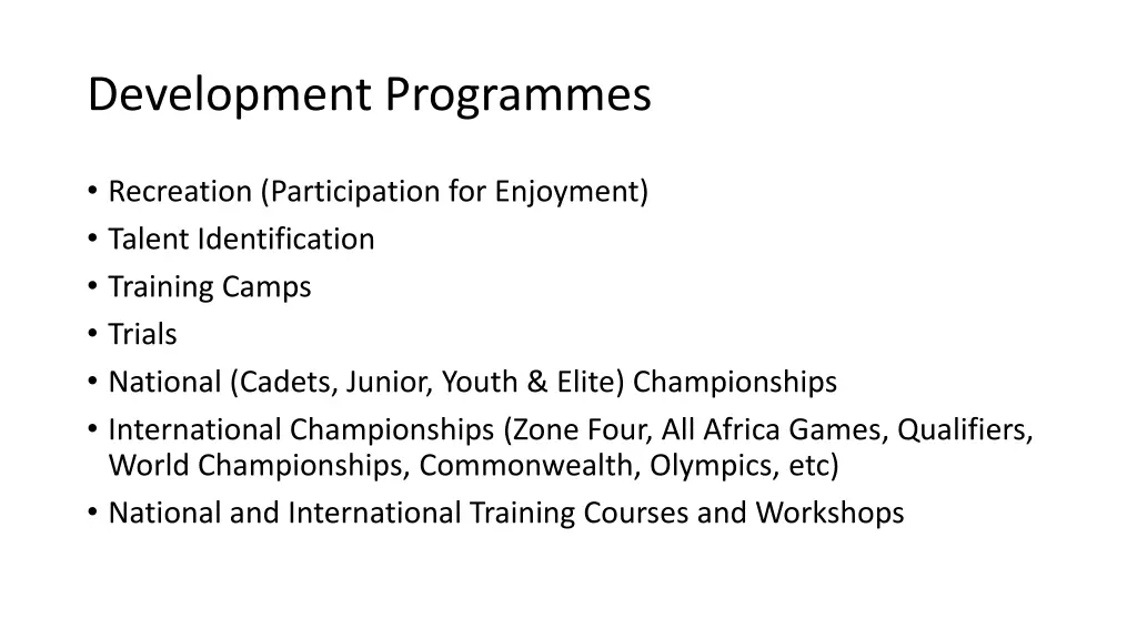 development programmes