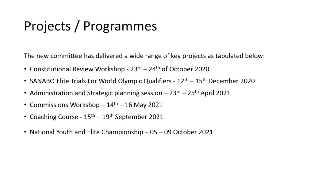 projects programmes