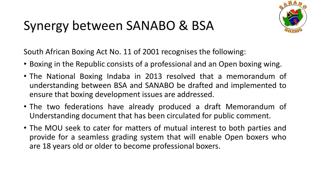 synergy between sanabo bsa