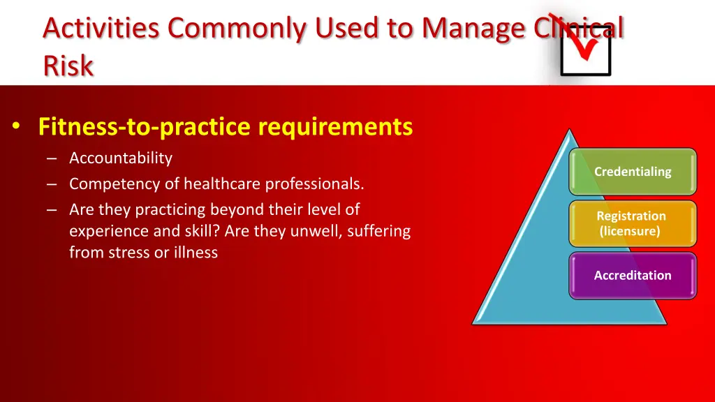 activities commonly used to manage clinical risk 4