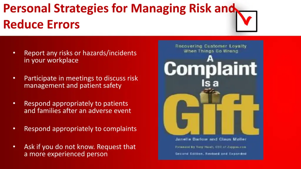 personal strategies for managing risk and reduce 1