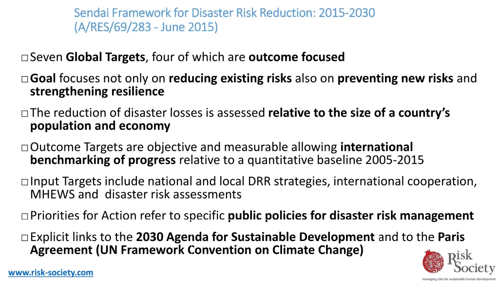 sendai framework for disaster risk reduction 2015