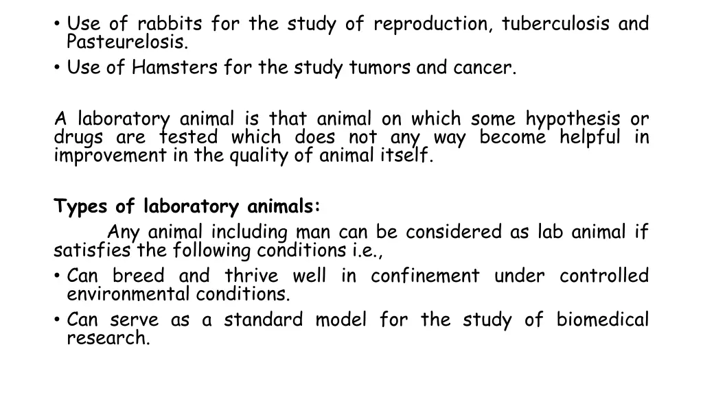 use of rabbits for the study of reproduction