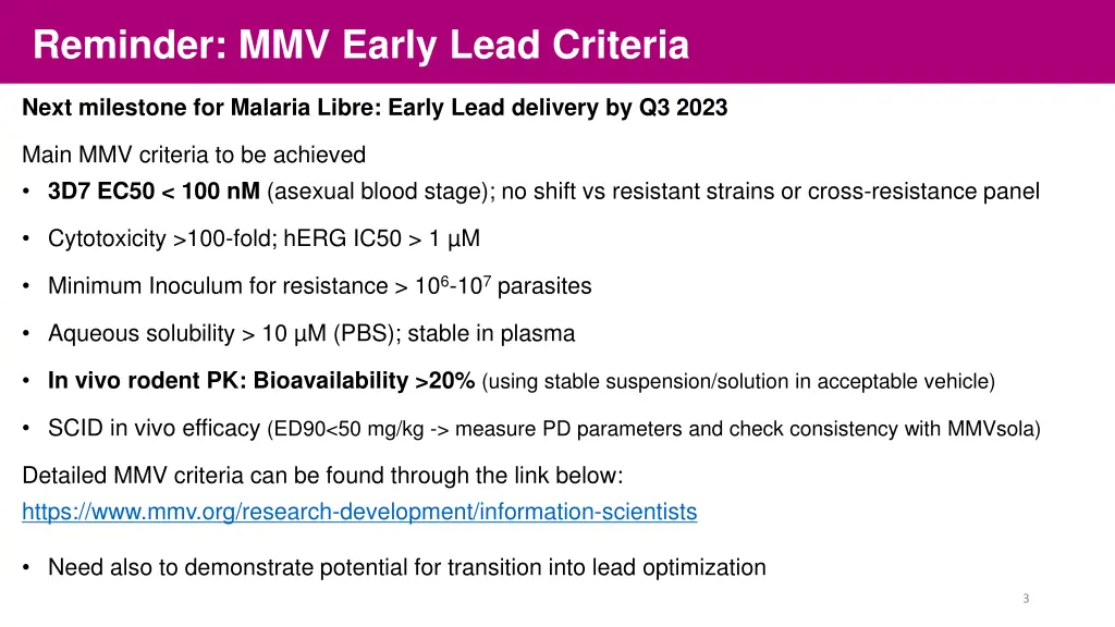 reminder mmv early lead criteria