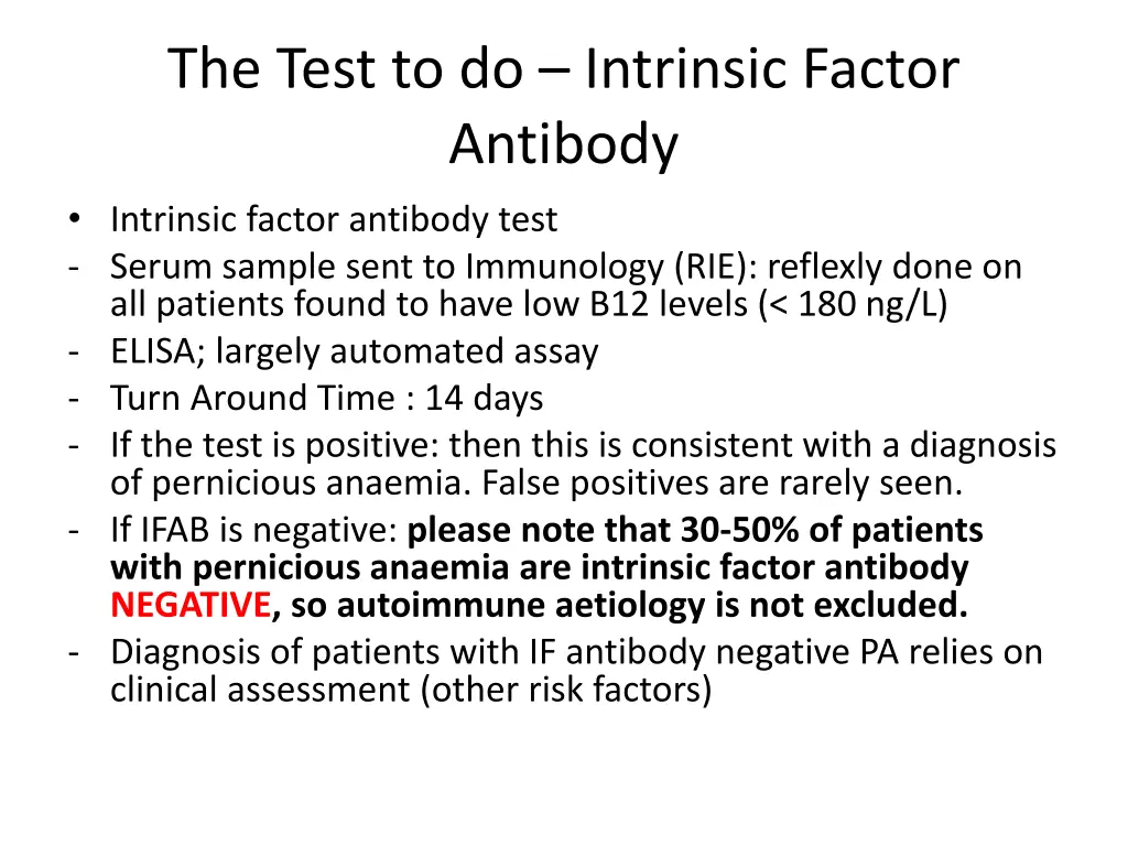 the test to do intrinsic factor antibody