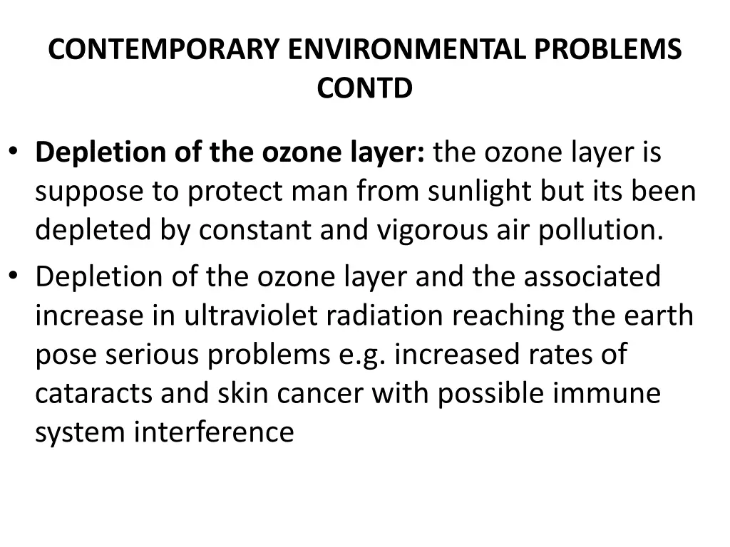 contemporary environmental problems contd