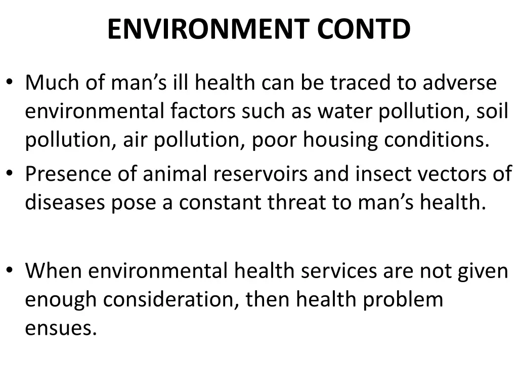 environment contd