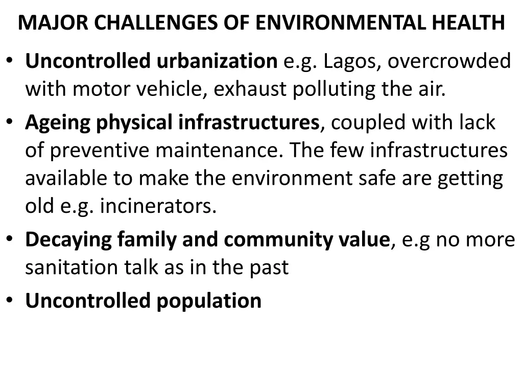 major challenges of environmental health