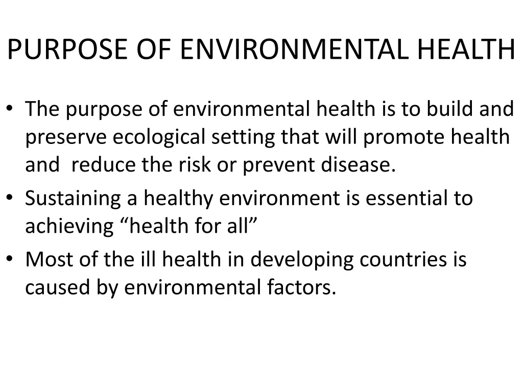 purpose of environmental health