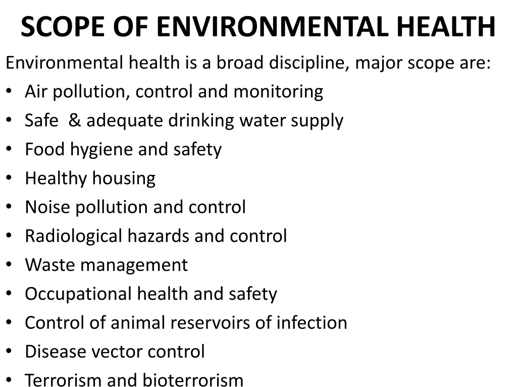 scope of environmental health environmental