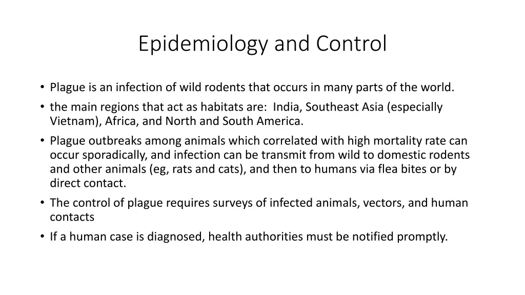 epidemiology and control