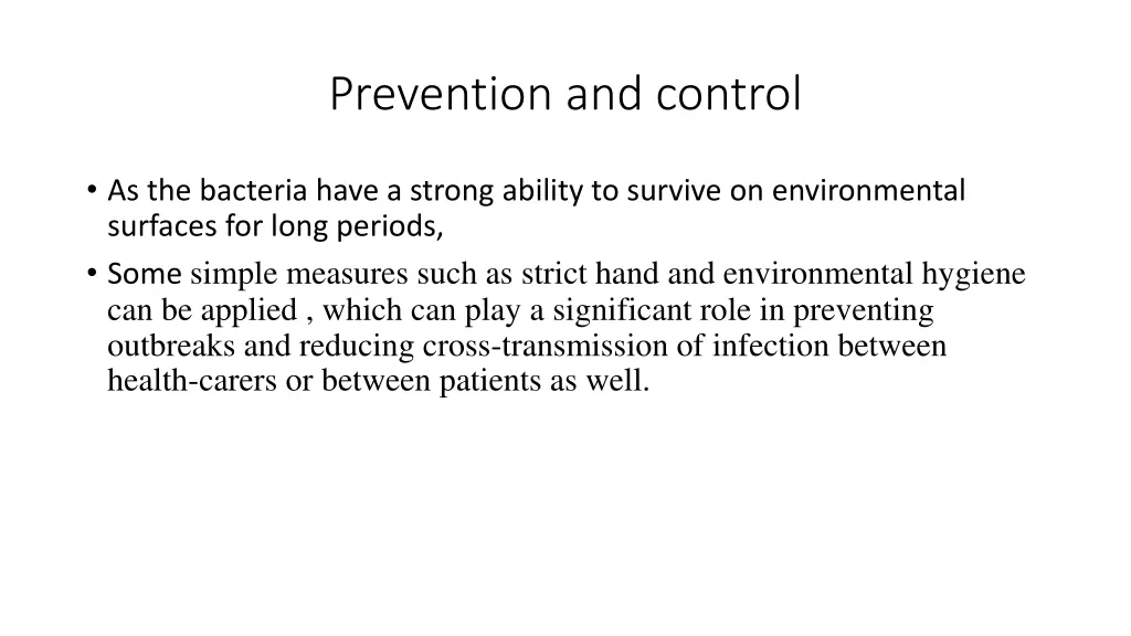 prevention and control