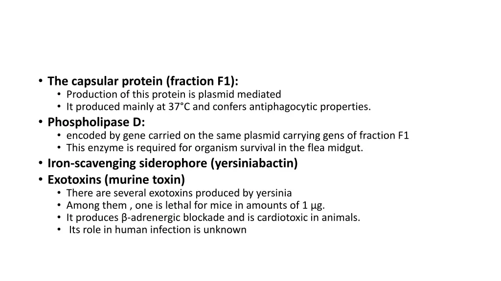 the capsular protein fraction f1 production