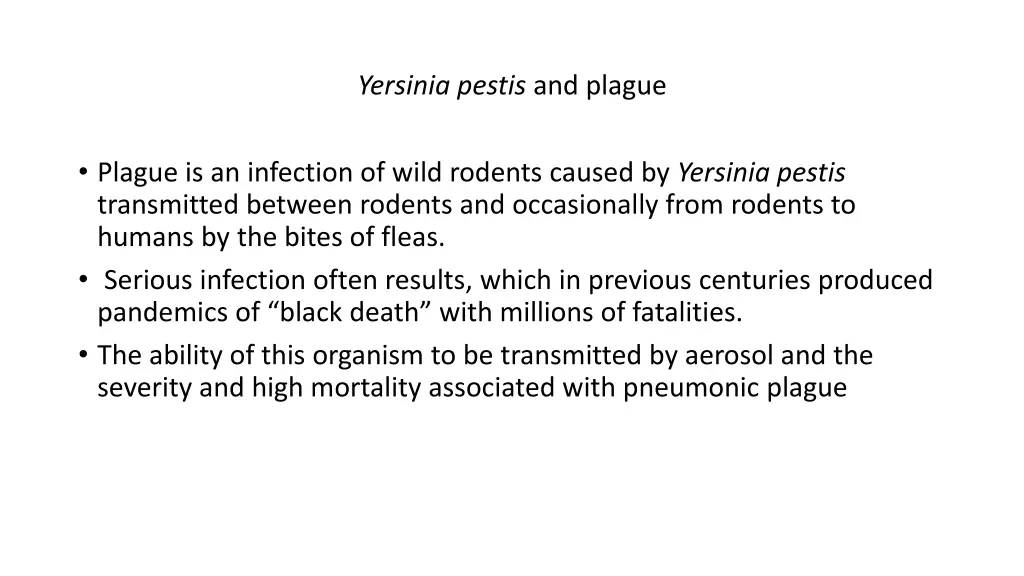 yersinia pestis and plague