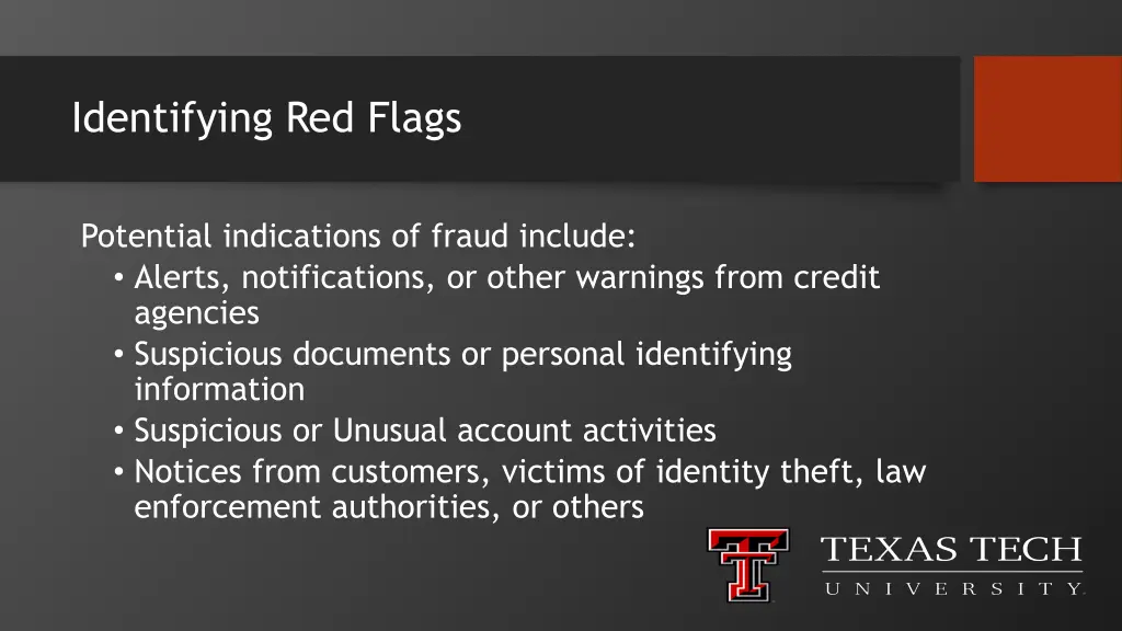 identifying red flags