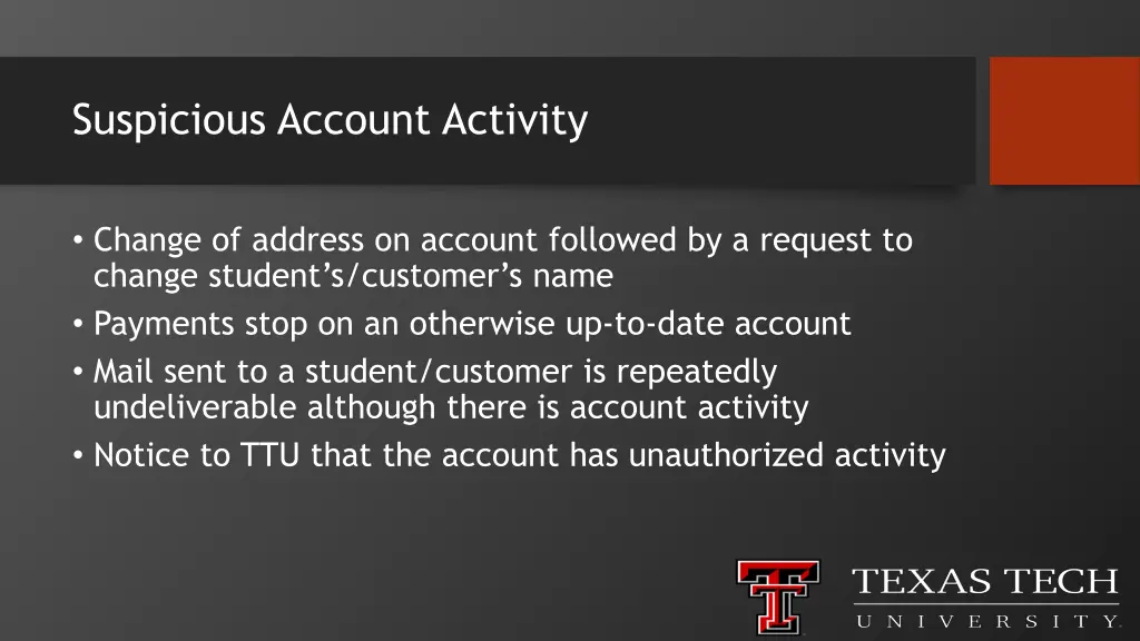 suspicious account activity