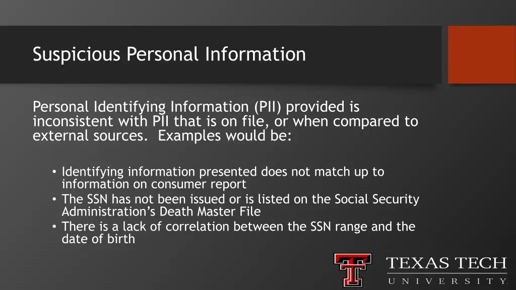 suspicious personal information