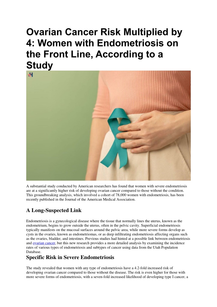 ovarian cancer risk multiplied by 4 women with