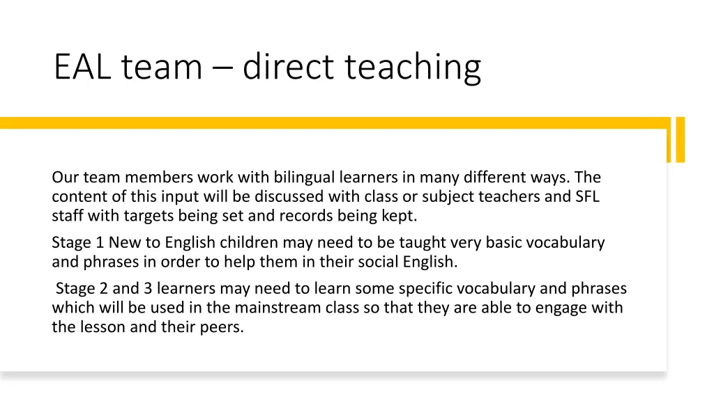 eal team direct teaching