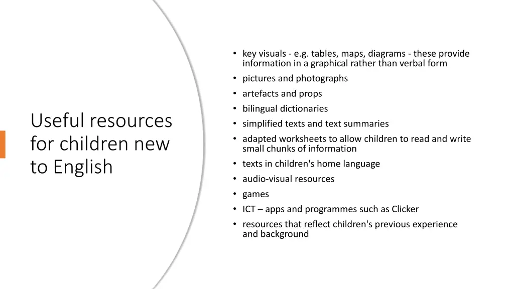 key visuals e g tables maps diagrams these