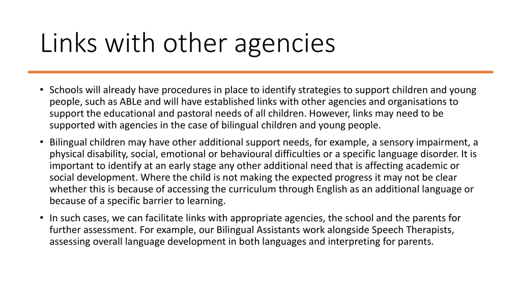 links with other agencies