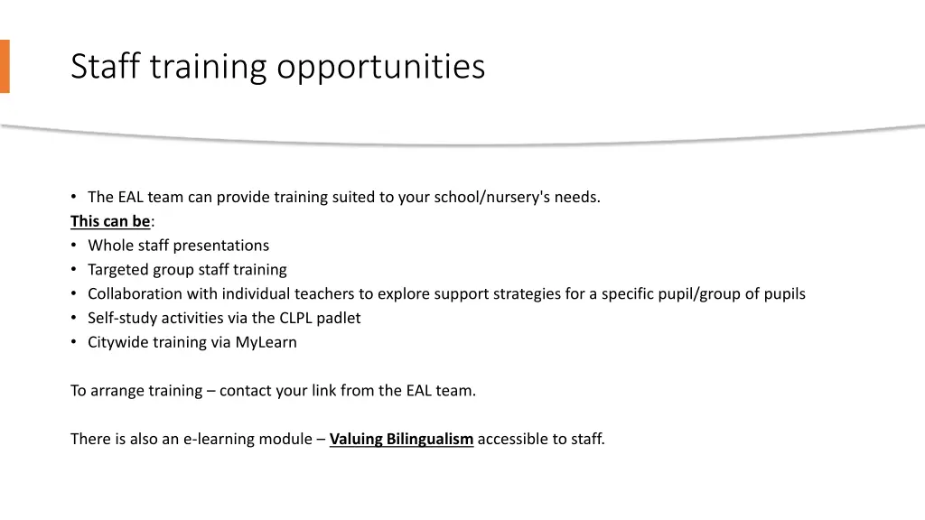 staff training opportunities