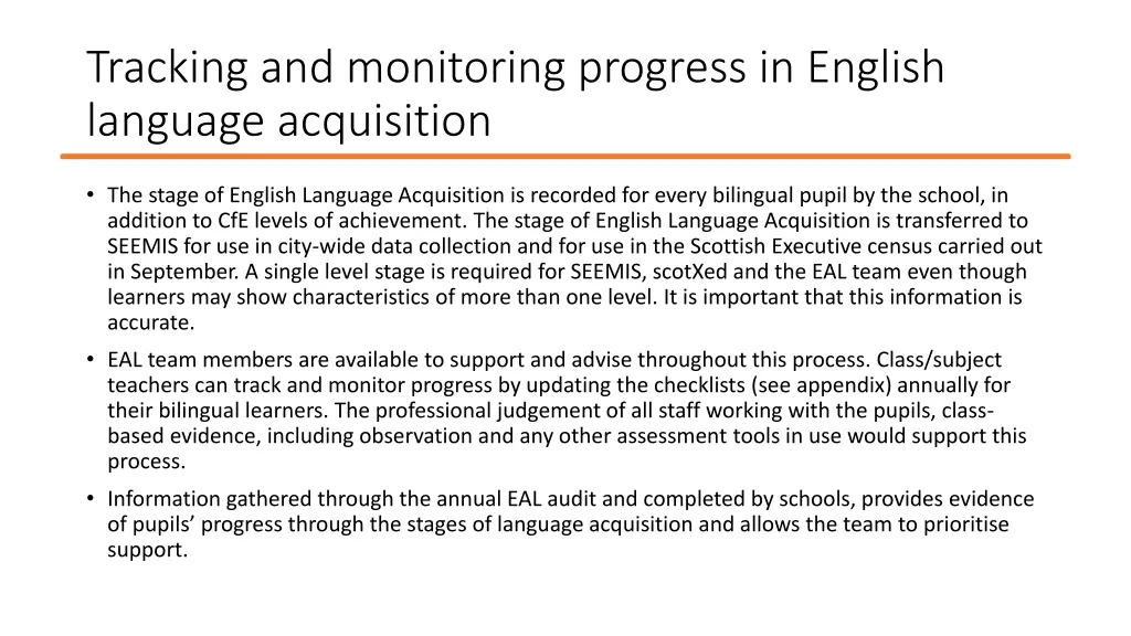 tracking and monitoring progress in english 1