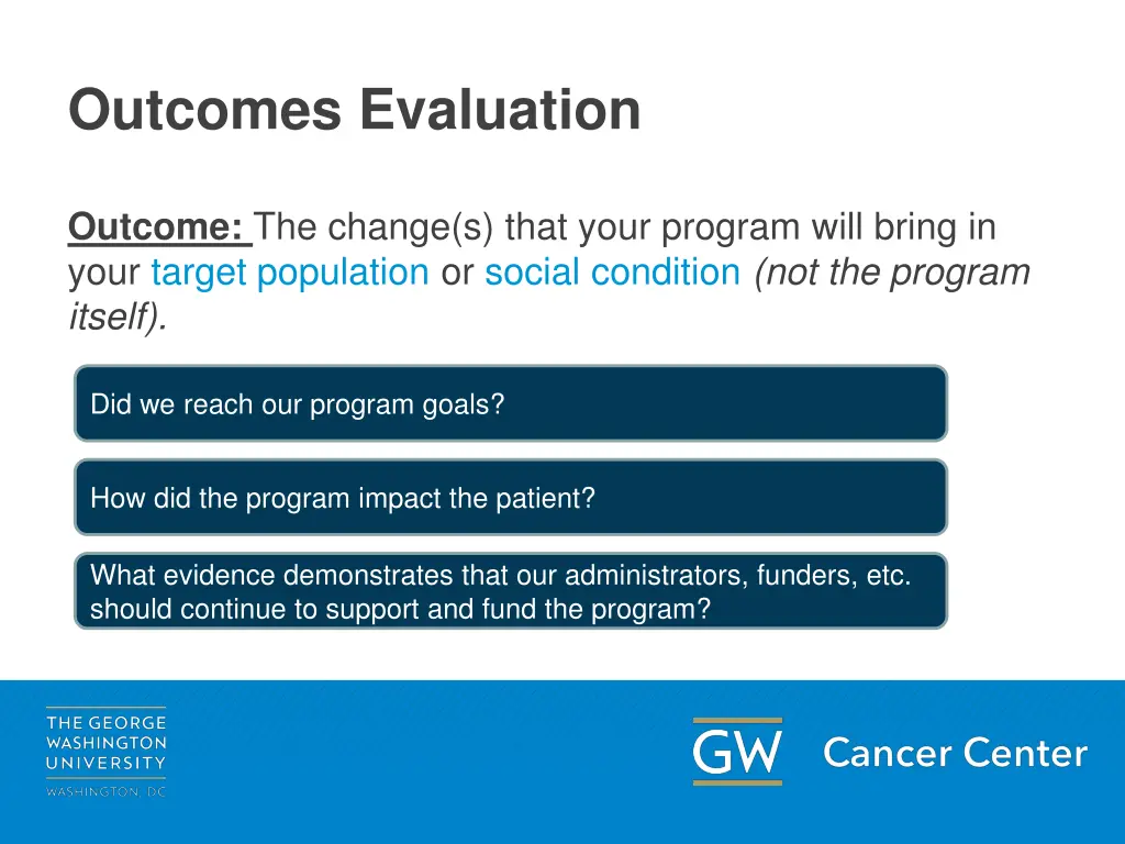 outcomes evaluation