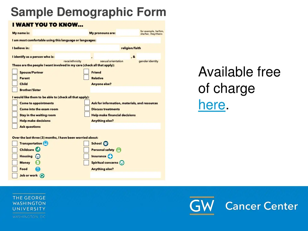 sample demographic form