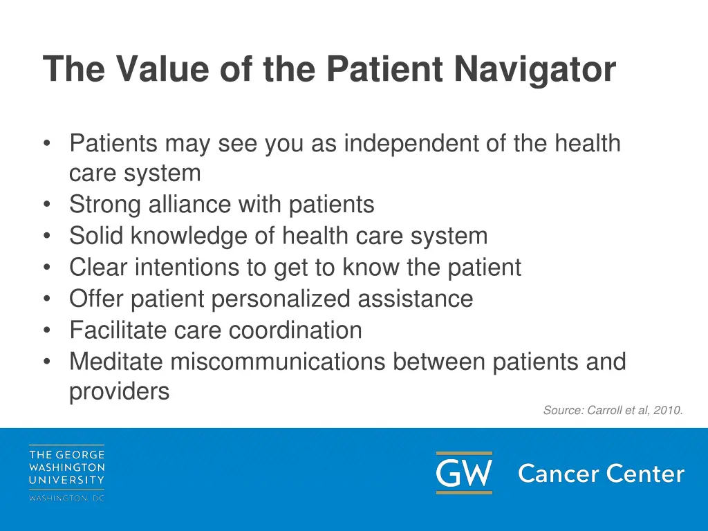 the value of the patient navigator