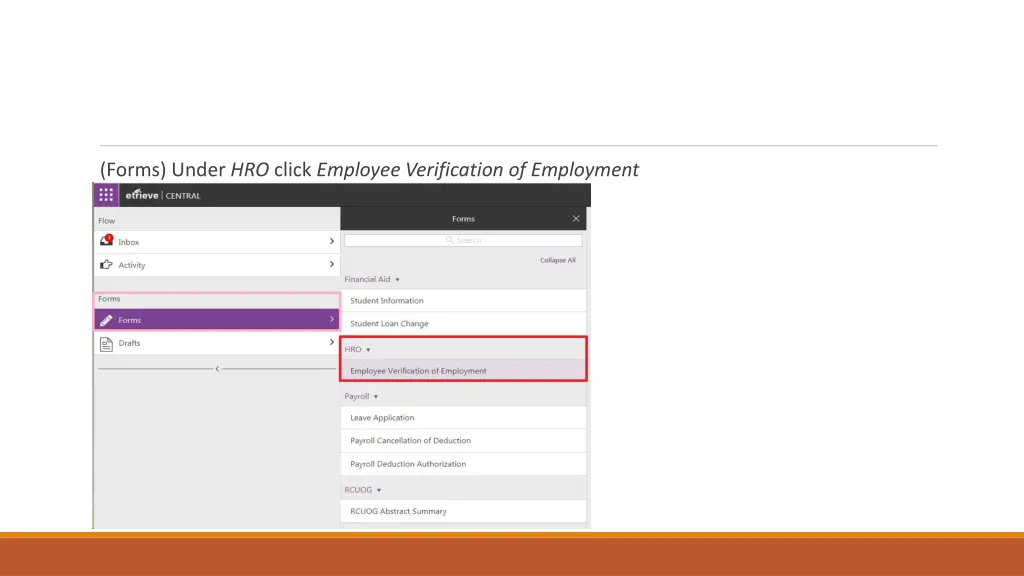 forms under hro click employee verification