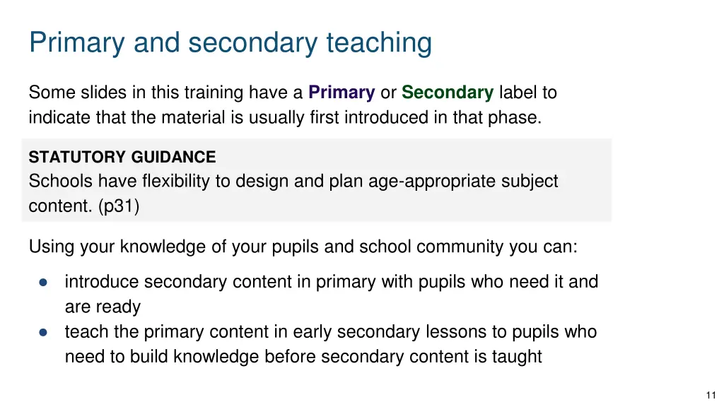 primary and secondary teaching