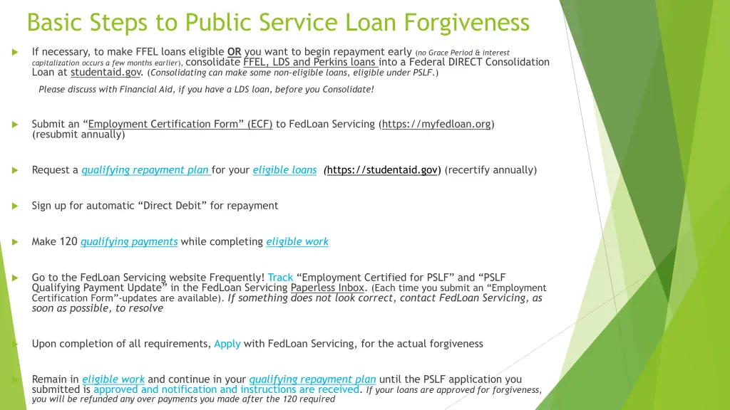 basic steps to public service loan forgiveness