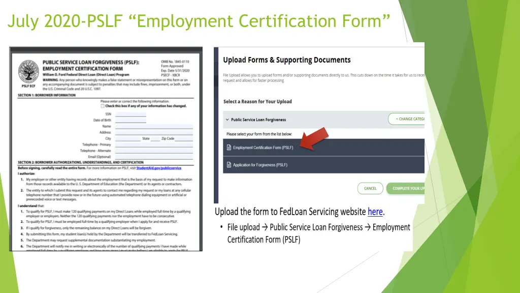 july 2020 pslf employment certification form