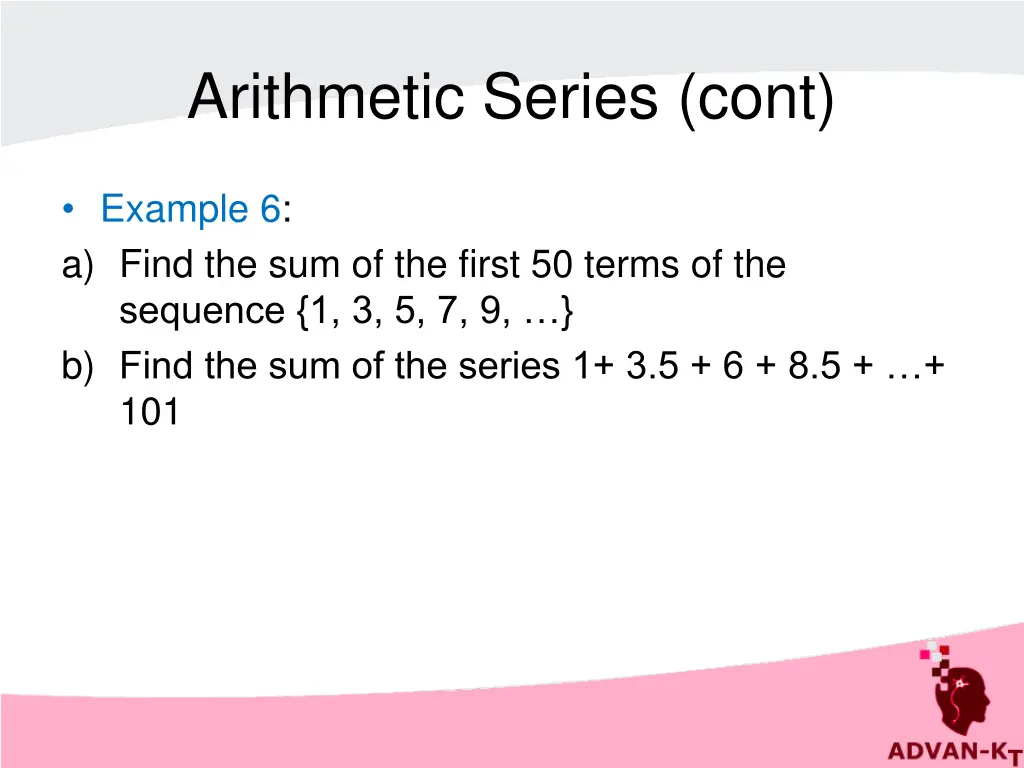 arithmetic series cont