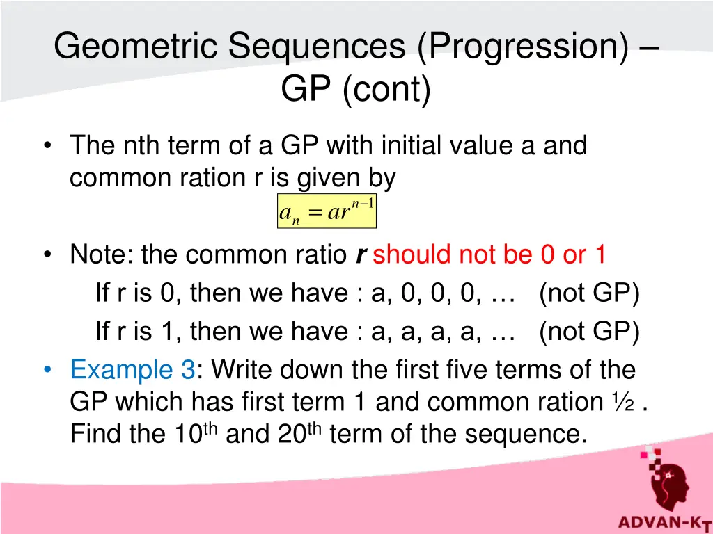 geometric sequences progression gp cont