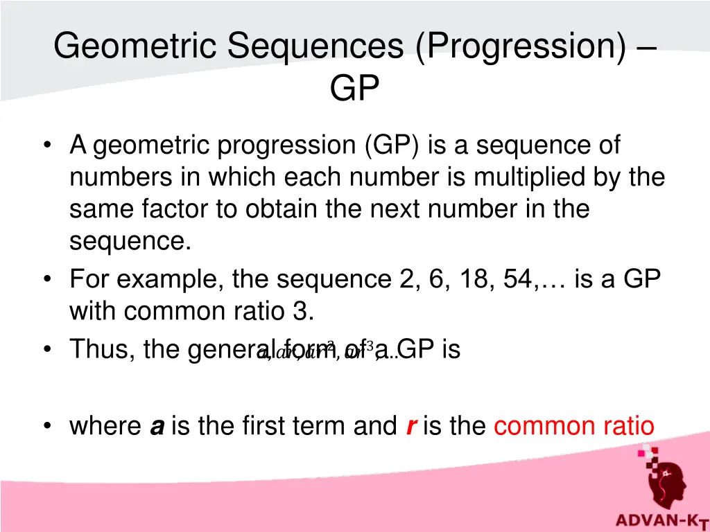 geometric sequences progression gp