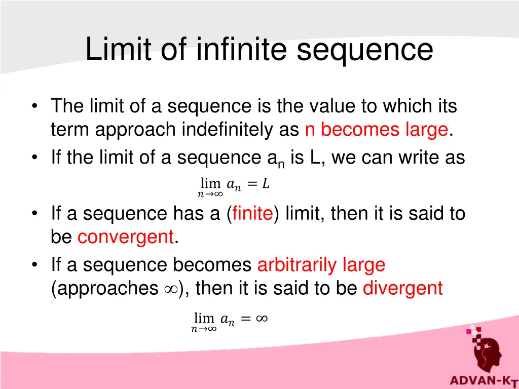 limit of infinite sequence