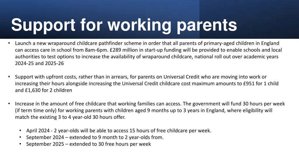 support for working parents