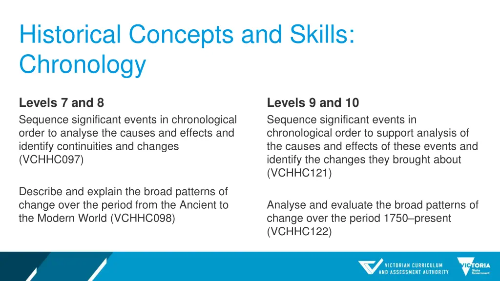 historical concepts and skills chronology