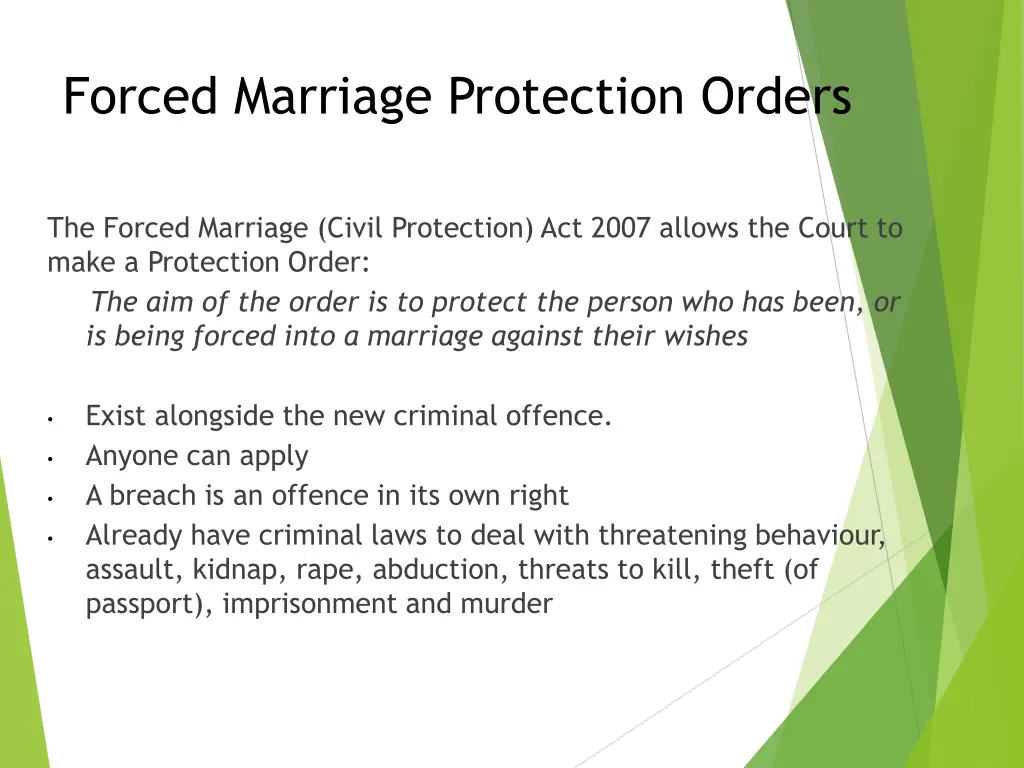 forced marriage protection orders