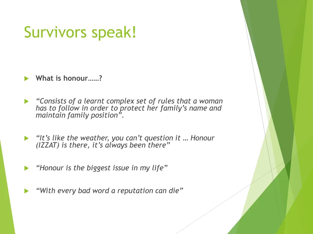 survivors speak