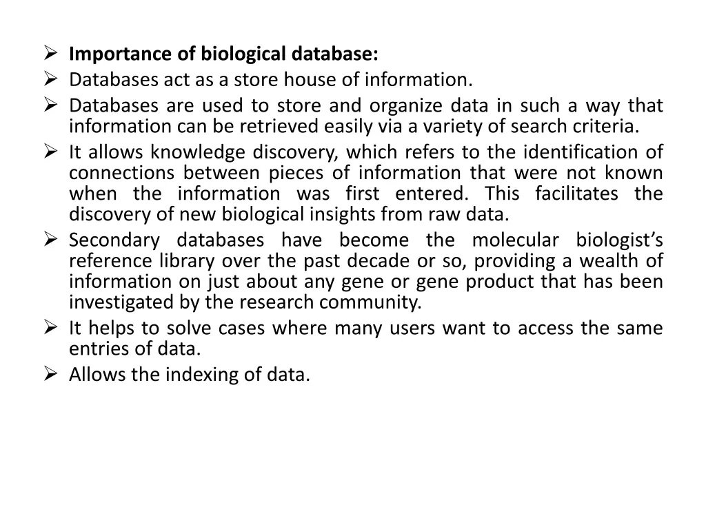 importance of biological database databases