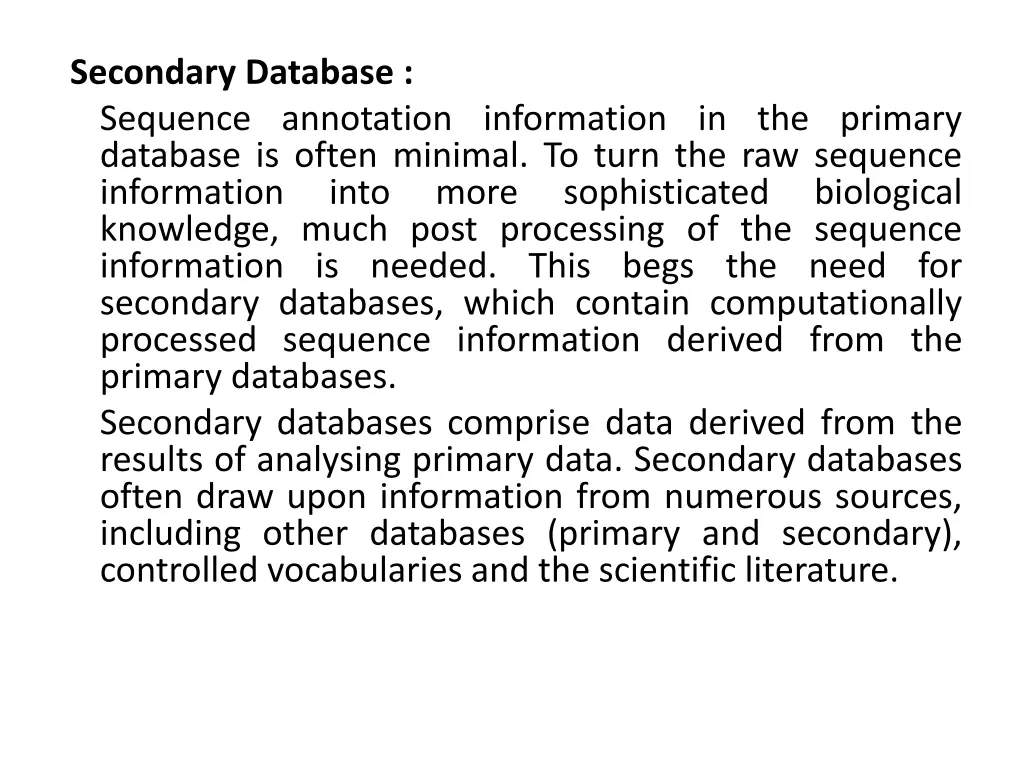 secondary database sequence annotation