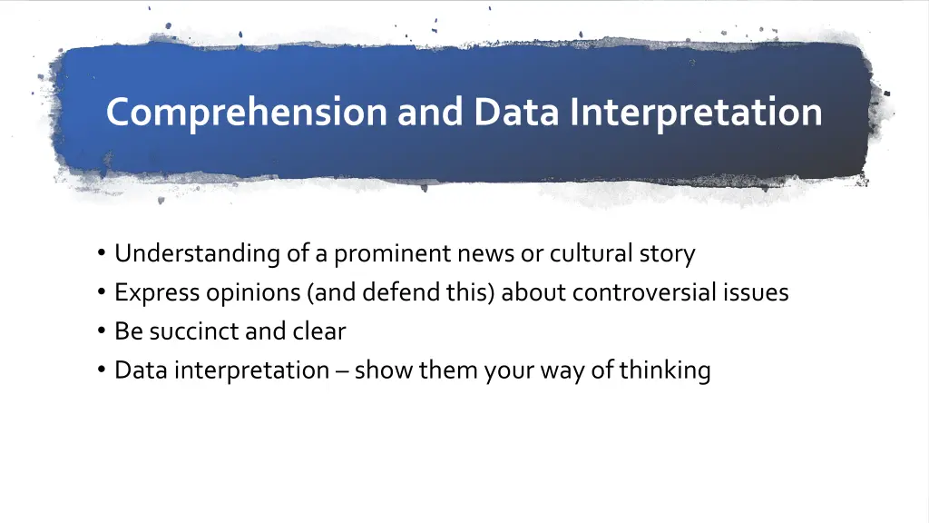 comprehension and data interpretation